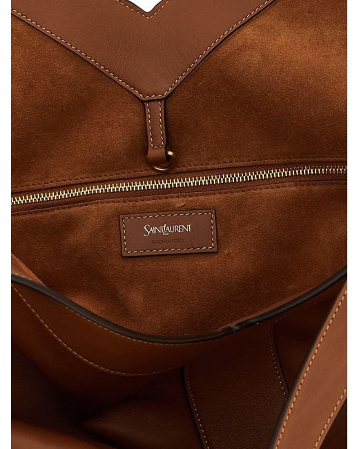 Saint Laurent Brown 'Y' Large Shopping Bag for men
