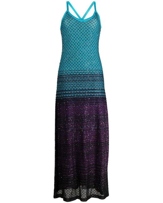 Missoni Blue Sequin-embellished Knit Max Dress