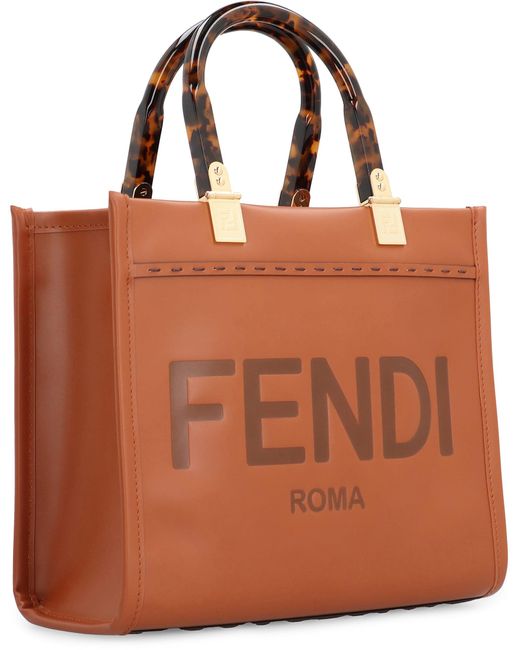 Fendi Brown Sunshine Small Leather Handbag
