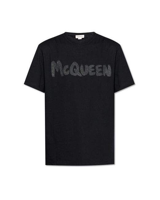 Alexander McQueen Black T-Shirt With Logo for men