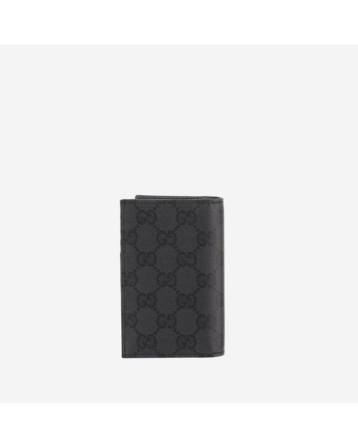 Gucci Black Card Holder Essence Classic Cotton Wallets & Cardholders for men