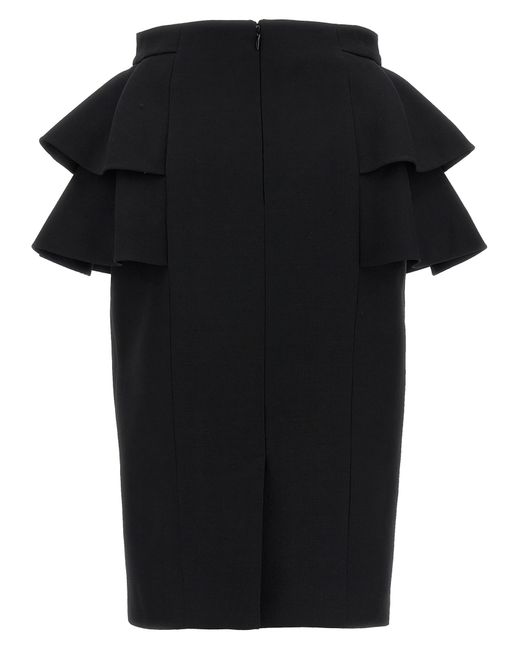 Valentino Garavani Black Crepe Couture Skirt Virgin Wool Silk
