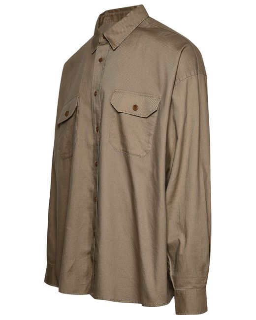 Acne Brown Beige Cotton Shirt for men