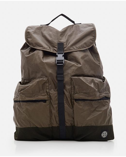 Stone Island Brown Backpack Mussola Gommata Canvas for men