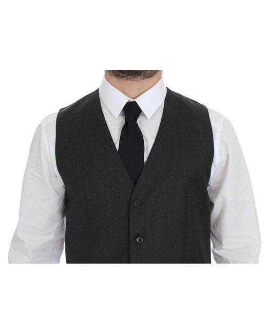 Dolce & Gabbana Black Tailored Fit Vest Classic 5Button for men