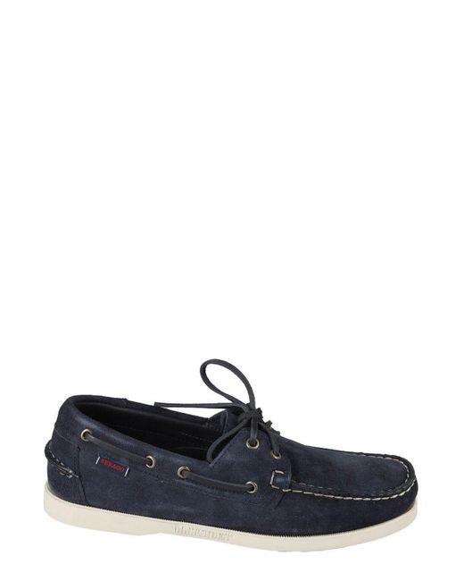 Sebago Blue Lace-Up Round Toe Boat Shoes for men
