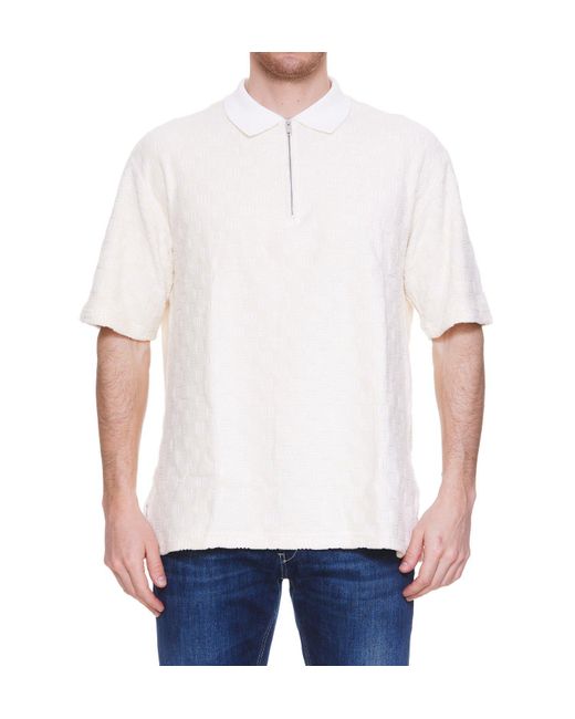 Ambush White Monogram Pattern Zipped Polo Shirt for men
