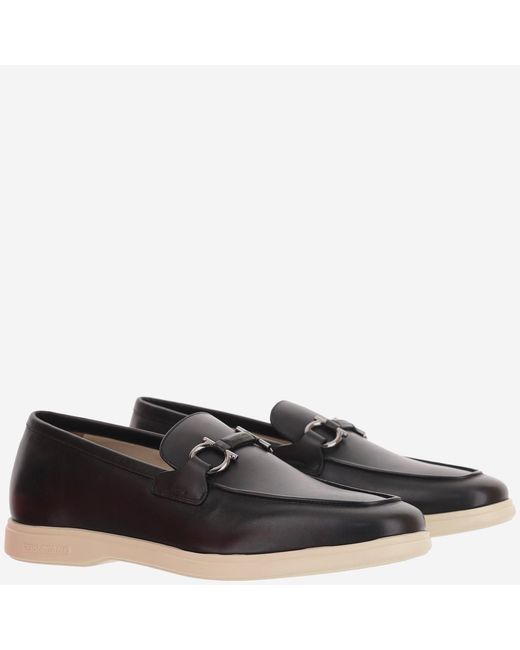 Ferragamo Black Calf Leather Loafers for men