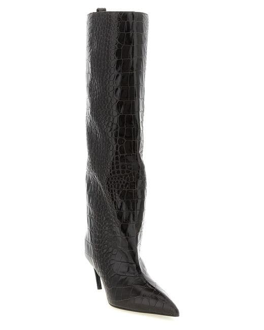 The Attico Black Bovine Leather Over The Knee Shoe