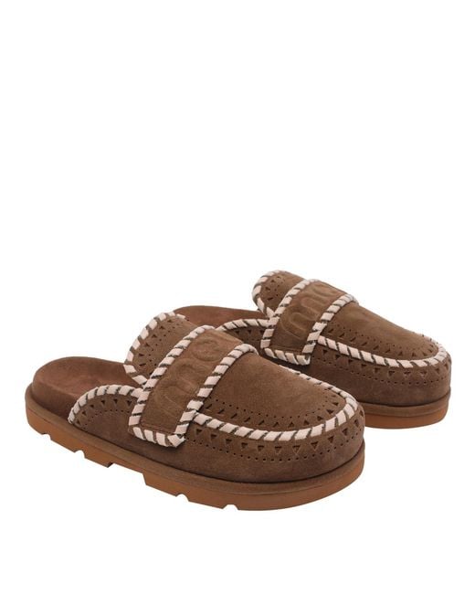 Mou Brown Sandals Suede Leather/Rubber Sole