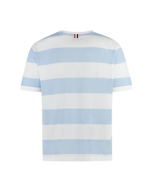 Thom Browne Blue Cotton Piqué T-shirt for men