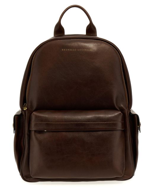 Brunello Cucinelli Brown Leather Backpack Backpacks for men