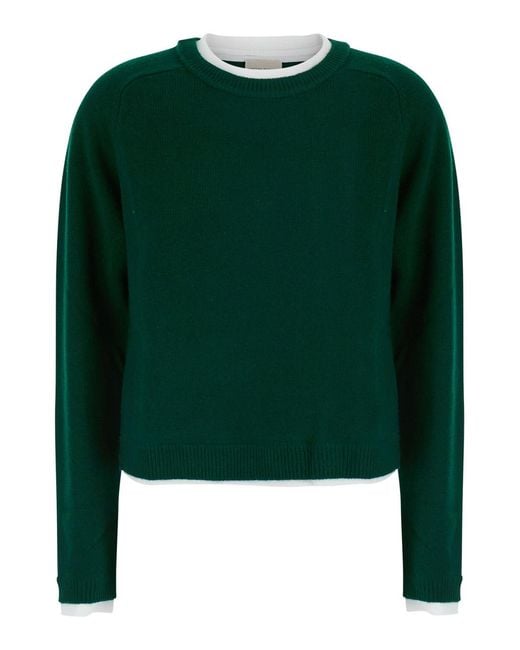 Semicouture Green Knit Top Wool-Cashmere Tops