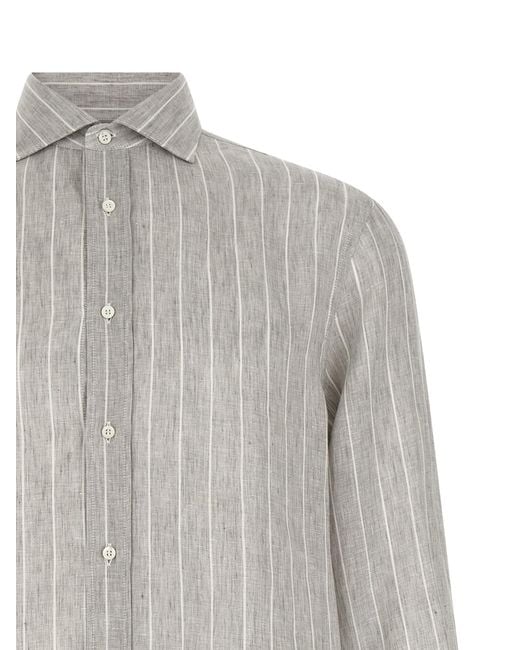 Brunello Cucinelli Gray Linen Blouse for men