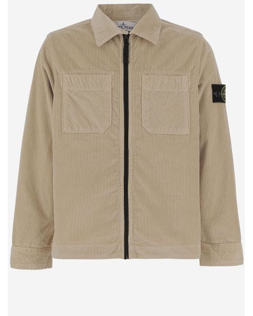 Stone Island Natural Stretch Cotton Blend Velvet Shirt for men
