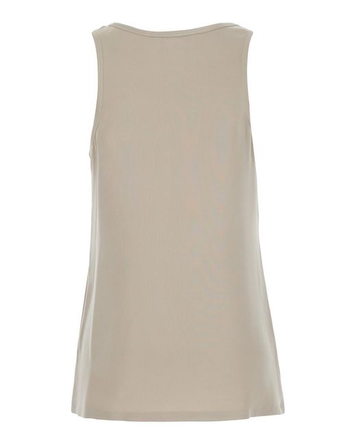 Max Mara Natural Sleeveless Top Pavido Silk Tops