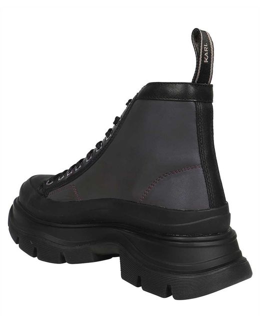 Karl Lagerfeld Black Lace-up Ankle Boots