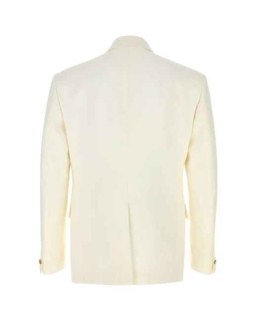 Versace White Ivory Wool Blazer for men