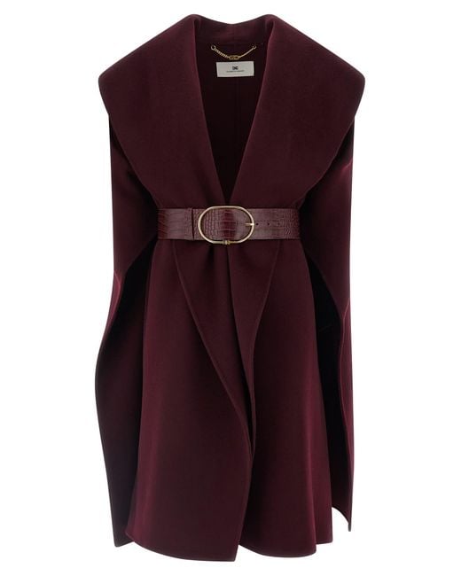 Elisabetta Franchi Purple Double Wool Cape