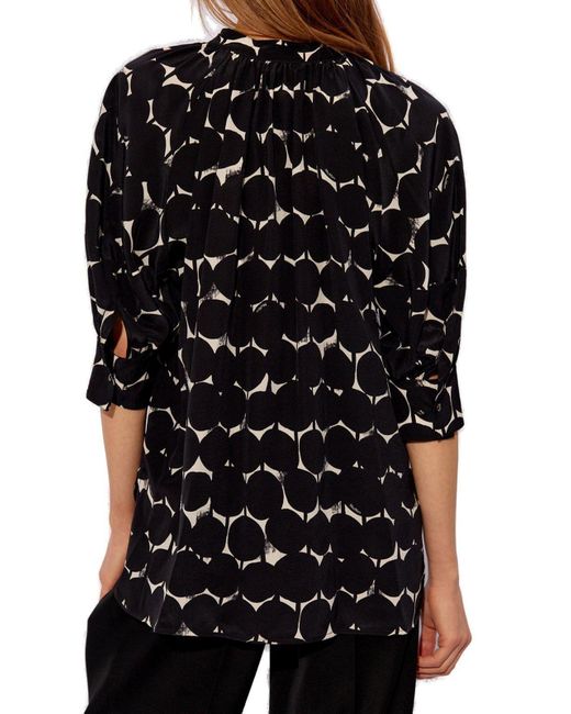 Max Mara Black Emy All-over Patterned Drawstring Top