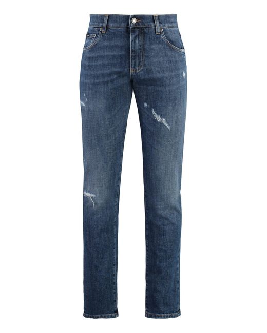 Dolce & Gabbana Blue Destroyed Slim Fit Jeans for men
