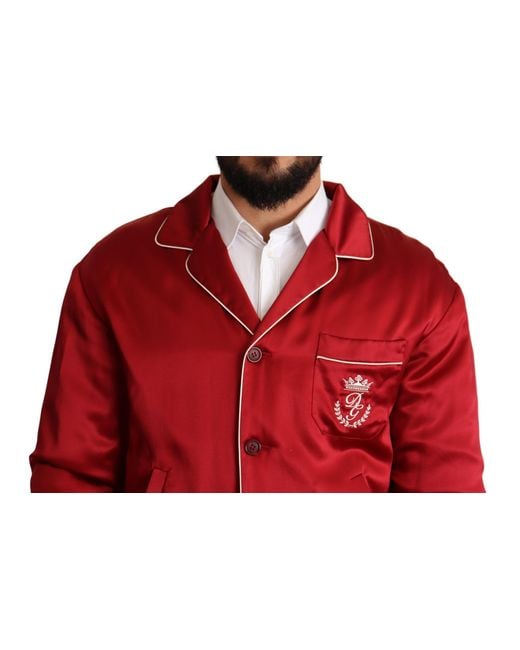 Dolce & Gabbana Red Sumptuous Silk Bomber Jacket for men