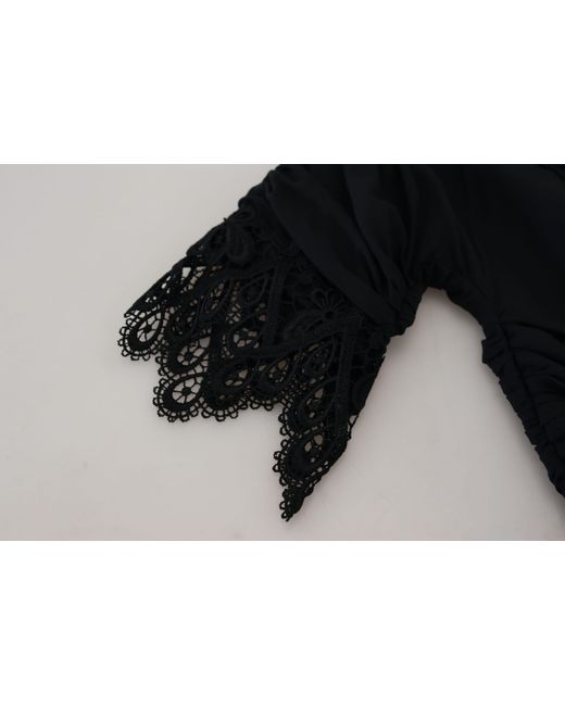 Dolce & Gabbana Black Elegant Sheath Short Sleeve Midi Dress
