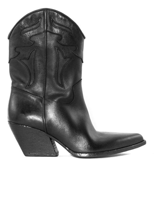 Elena Iachi Black Leather Texan Boot | Lyst