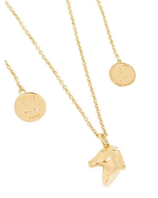 Chloé White Necklace Brass Cotton Necklaces