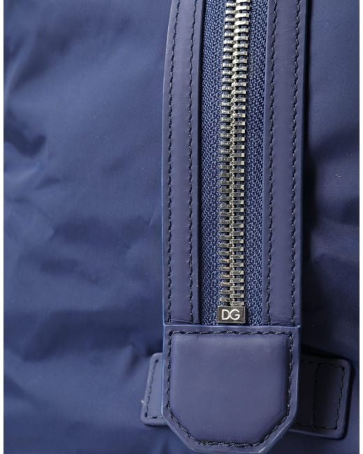 Dolce & Gabbana Blue Nylon Calfskin Hand Shoulder Duffel Bag for men