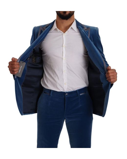 Dolce & Gabbana Blue Elegant Velvet Slim Fit Suit for men