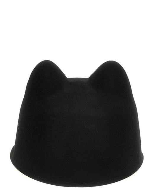 Maison Michel Black Rabbit Fur Cap (Baseball Hat)