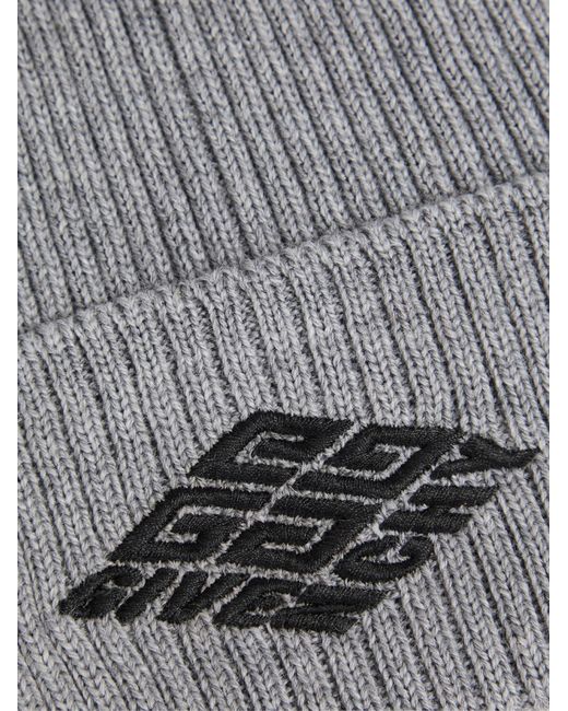 Givenchy Gray 4G Logo Wool Beanie for men