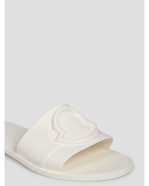 Moncler White Mon Slide Sandal