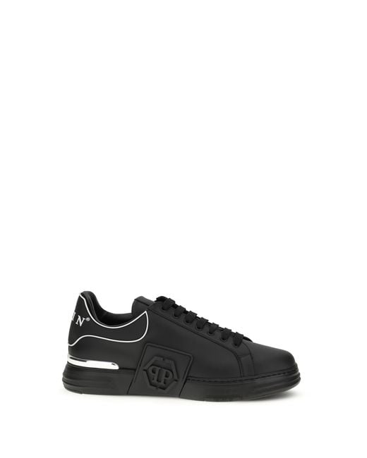 Philipp Plein Black Sneakers Phantom Leather Trainers for men