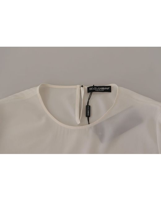 Dolce & Gabbana Gray Elegant Silk Top With Logo Embroidery