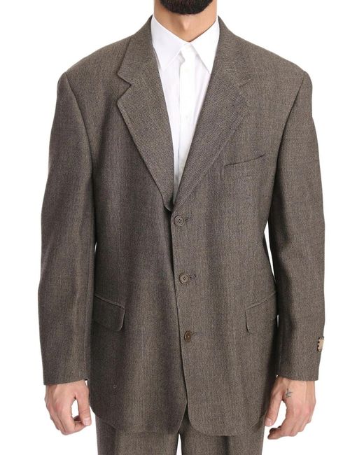Dolce & Gabbana Black Single Breasted Wool Suit for men