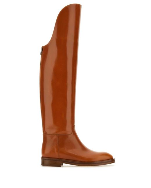 DURAZZI MILANO Brown Caramel Leather Equestran Boots