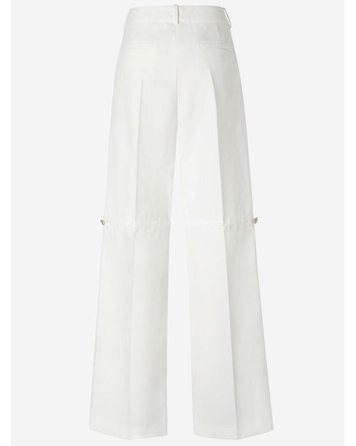 Fendi White Trousers Cotton And Silk