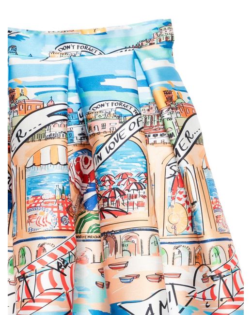 ALESSANDRO ENRIQUEZ Blue Printed Midi Skirt