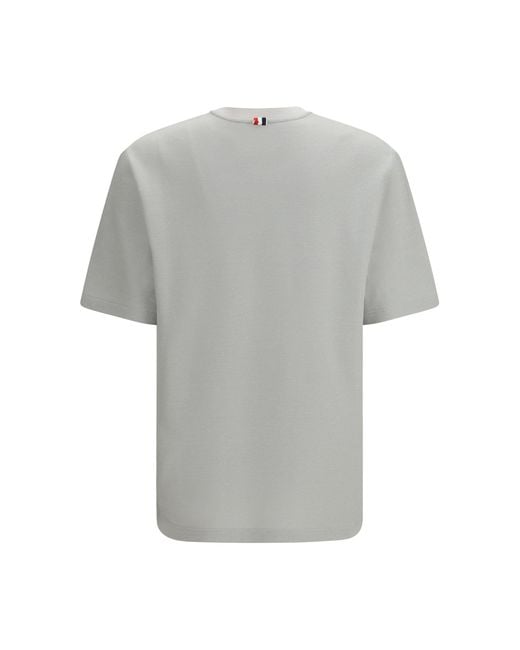 Thom Browne Gray Short-Sleeve Cotton-Linen T-Shirt T-Shirts for men