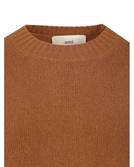 AMI Brown Ami Wool And Cashmere Sweater