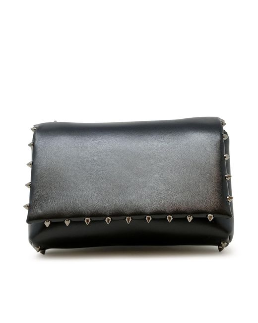 Christian Louboutin Gray Soft Nappa Leather Spiky Pouch Bag