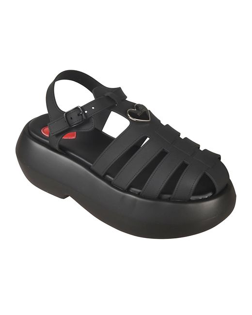 Love Moschino Black Platform Backstrap Sandals