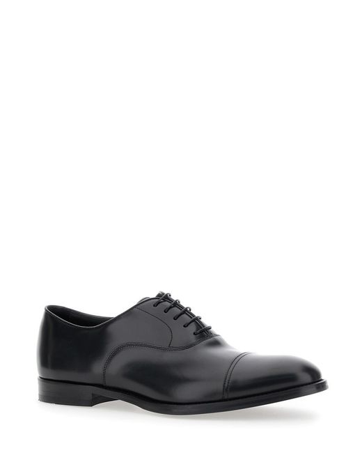 Doucal's White Smooth Leather Five-Hole Oxford Shoes For Calf Lace for men