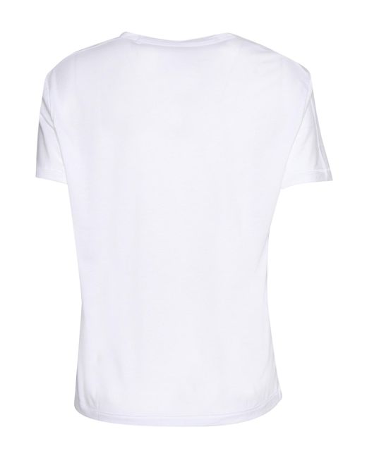 Filatures Du Lion White V Neck T-Shirt Lyocell Organic Cotton Short Sleeves