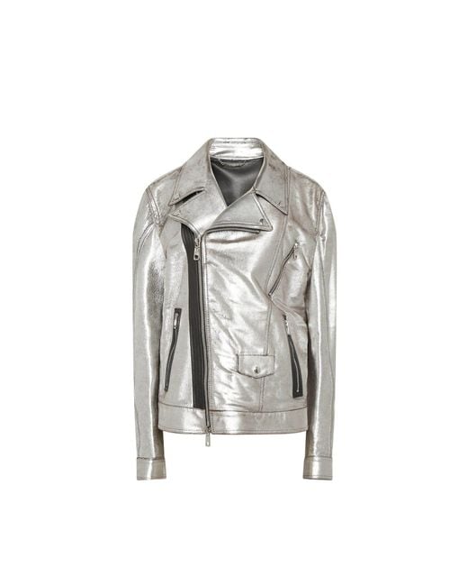 Dolce & Gabbana Gray Leather Jacket for men