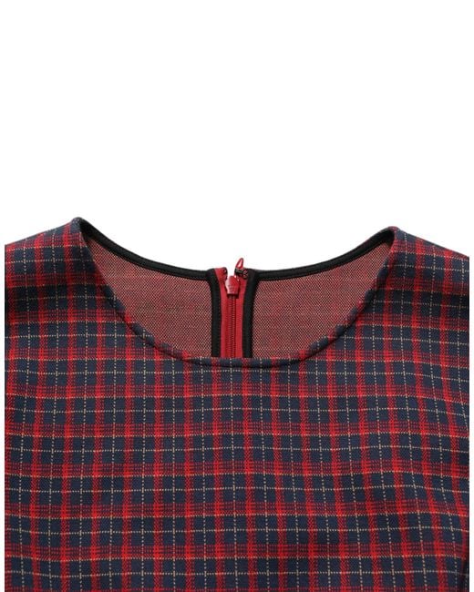 Dolce & Gabbana Black Checkered Shortsleeve Sheath Dress And Cotton Polyester Elastane