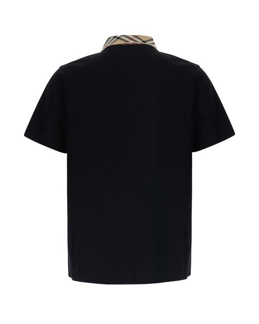 Burberry Black Polo Shirt Evan Cotton T-Shirts for men