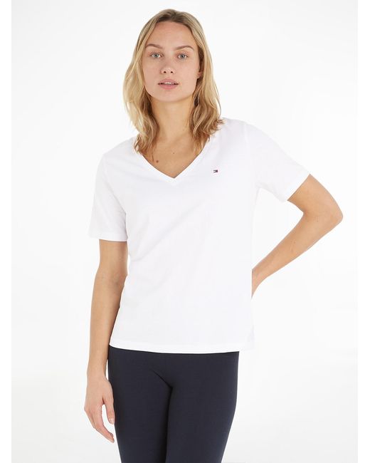 Tommy Hilfiger White Modern T-Shirt With V-Neckline